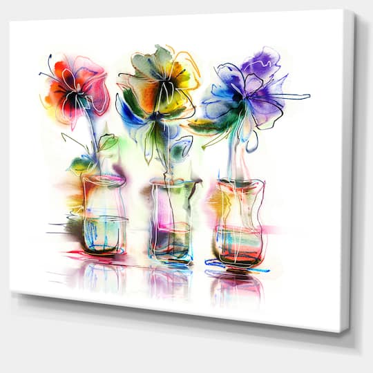 Designart - Abstract Flowers in Glass Vases